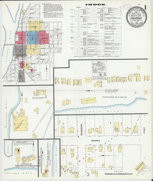 Sanborn Fire Insurance Map from Havana, Mason County, Illinois (1909), Sheet #0001 - Complete Map Set gallery image, historic Sanborn map, vintage wall art, Illinois Illinois