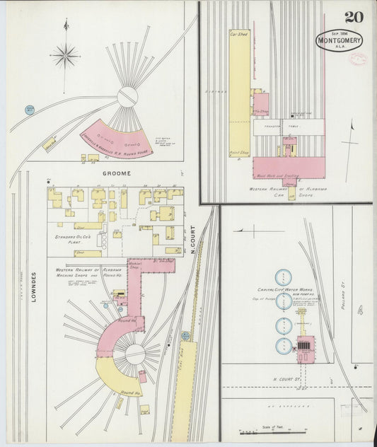 Sanborn Fire Insurance Map from Montgomery, Montgomery County, Alabama (1894), Sheet #0020 - Historic Sanborn Fire Insurance Map Print, vintage old map wall art, antique decor, genealogy gift, Alabama Alabama map