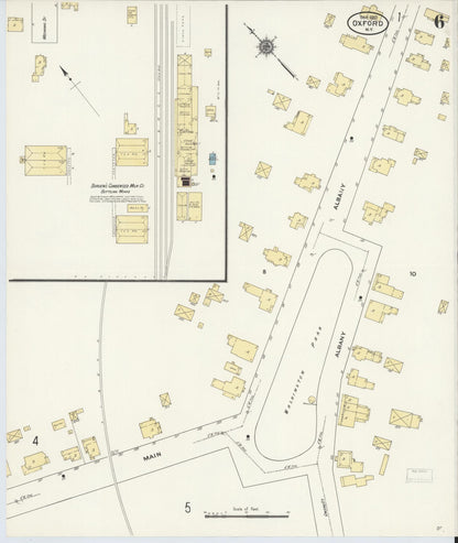 Sanborn Fire Insurance Map from Oxford, Chenango County, New York (1910), Sheet #0006 - Complete Map Set gallery image, historic Sanborn map, vintage wall art, New York New York