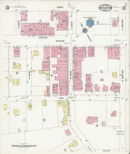 Sanborn Fire Insurance Map from Morganton, Burke County, North Carolina (1924), Sheet #0003 - Complete Map Set gallery image, historic Sanborn map, vintage wall art, North Carolina North Carolina