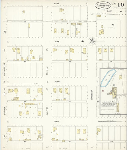 Sanborn Fire Insurance Map from Ellensburg, Kittitas County, Washington (1897), Sheet #0010 - Complete Map Set gallery image, historic Sanborn map, vintage wall art, Washington Washington
