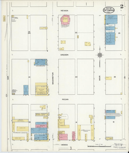 Sanborn Fire Insurance Map from Seymour, Baylor County, Texas (1916), Sheet #0002 - Historic Sanborn Fire Insurance Map Print, vintage old map wall art, antique decor, genealogy gift, Texas Texas map