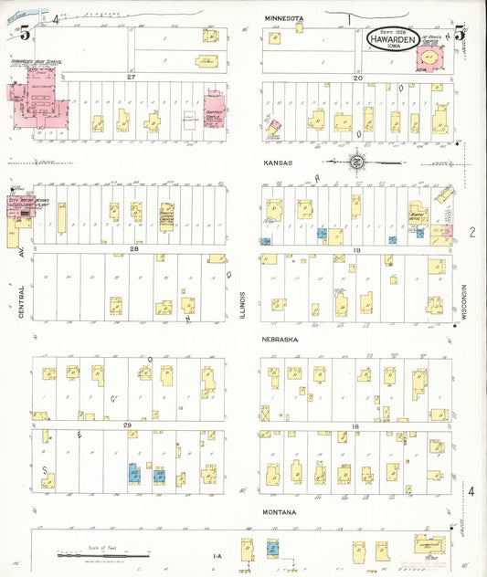 Sanborn Fire Insurance Map from Hawarden, Sioux County, Iowa (1924), Sheet #0005 - Historic Sanborn Fire Insurance Map Print, vintage old map wall art