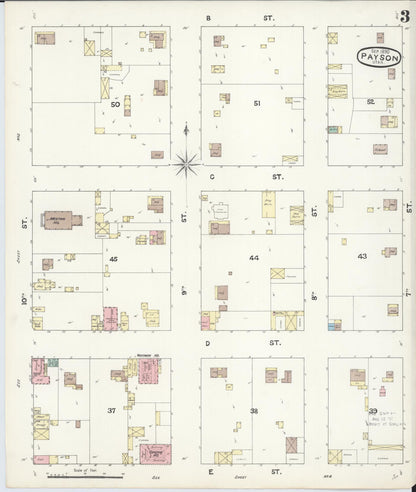 Sanborn Fire Insurance Map from Payson, Utah County, Utah (1890), Sheet #0003 - Complete Map Set gallery image, historic Sanborn map, vintage wall art, Payson Utah
