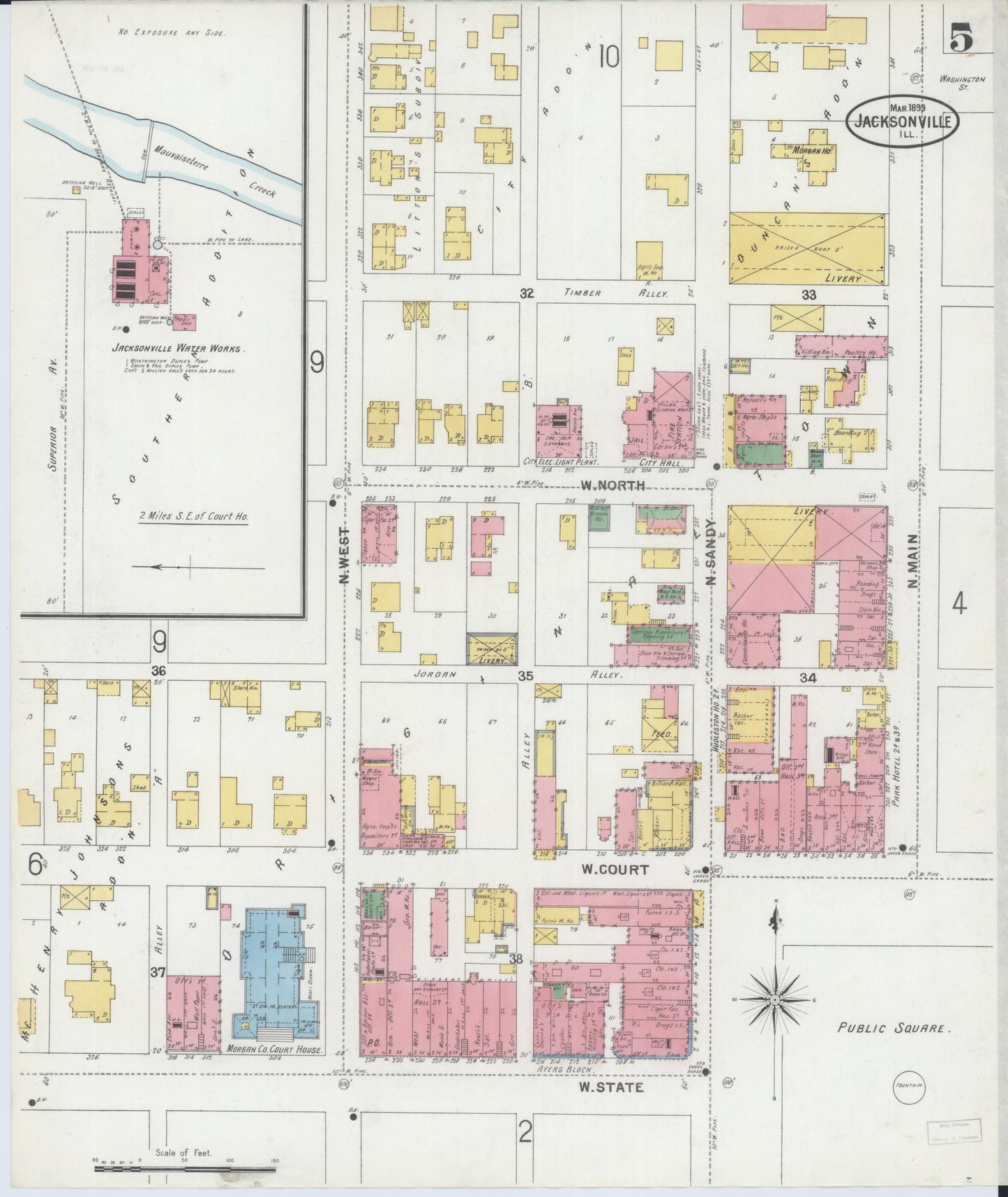 Sanborn Fire Insurance Map from Jacksonville, Morgan County, Illinois. (1899), Sheet 5 – Historic Sanborn Fire Insurance Map Print