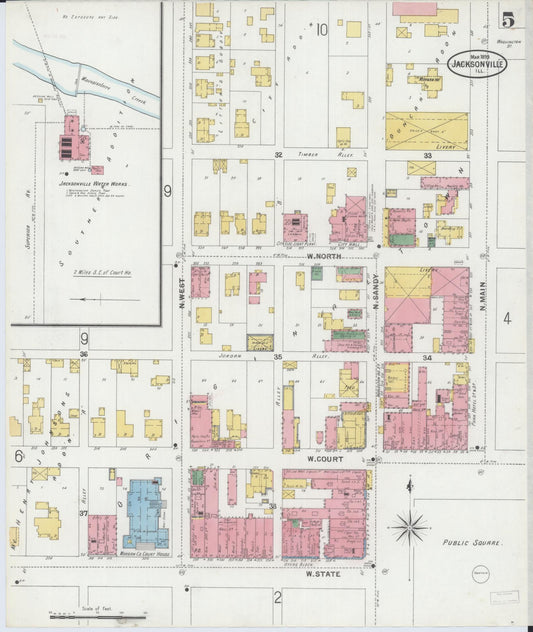 Sanborn Fire Insurance Map from Jacksonville, Morgan County, Illinois. (1899), Sheet 5 – Historic Sanborn Fire Insurance Map Print
