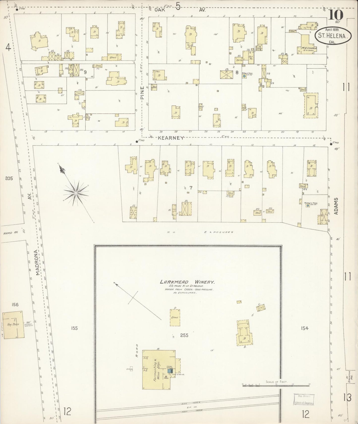 Sanborn Fire Insurance Map from Saint Helena, Napa County, California (1899), Sheet #0010 - Complete Map Set gallery image, historic Sanborn map, vintage wall art, California California