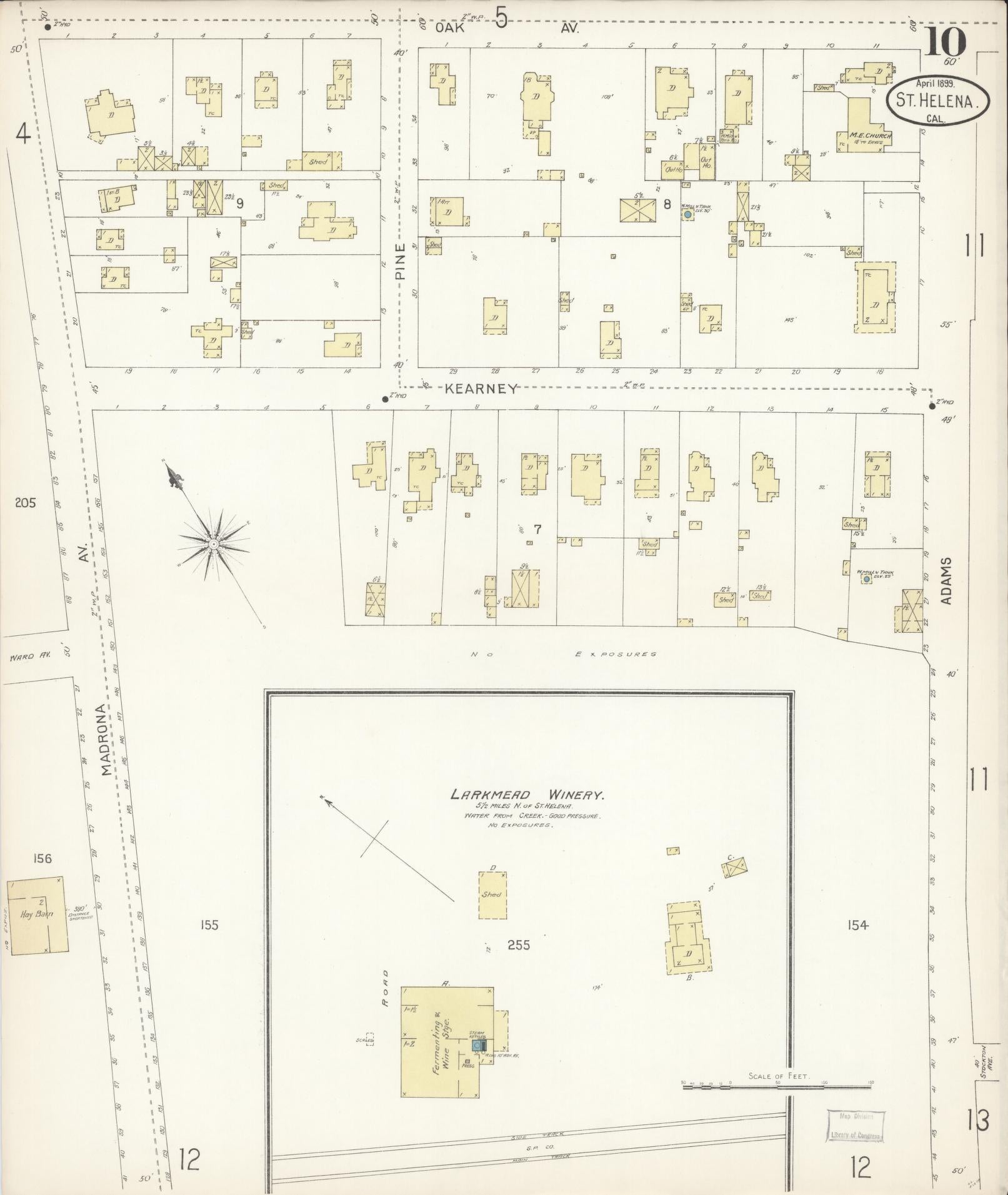 Sanborn Fire Insurance Map from Saint Helena, Napa County, California (1899), Sheet #0010 - Complete Map Set gallery image, historic Sanborn map, vintage wall art, California California