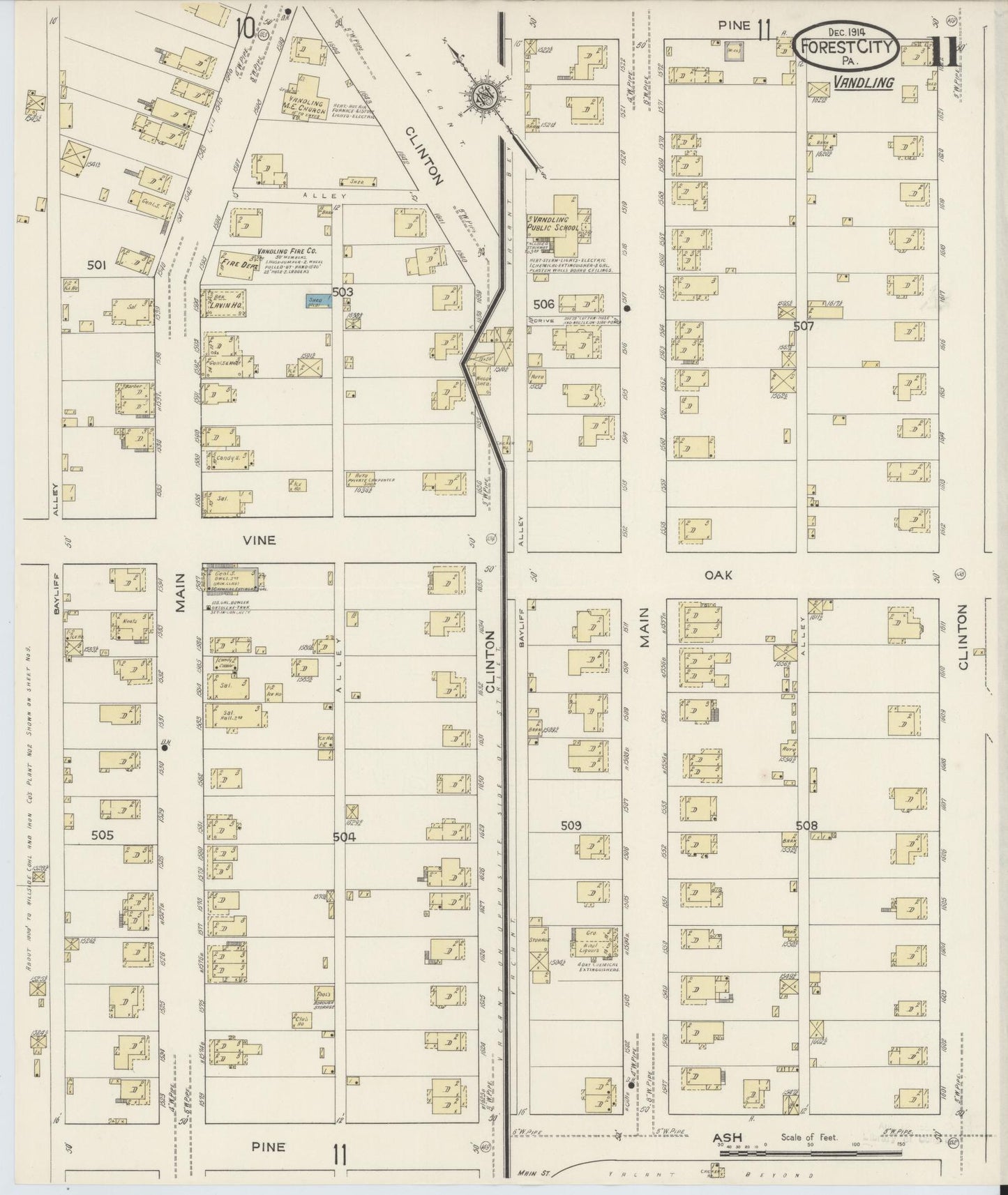 Sanborn Fire Insurance Map from Forest City, Susquehanna County, Pennsylvania (1914), Sheet #0011 - Historic Sanborn Fire Insurance Map Print, vintage old map wall art, antique decor, genealogy gift, Pennsylvania Pennsylvania map