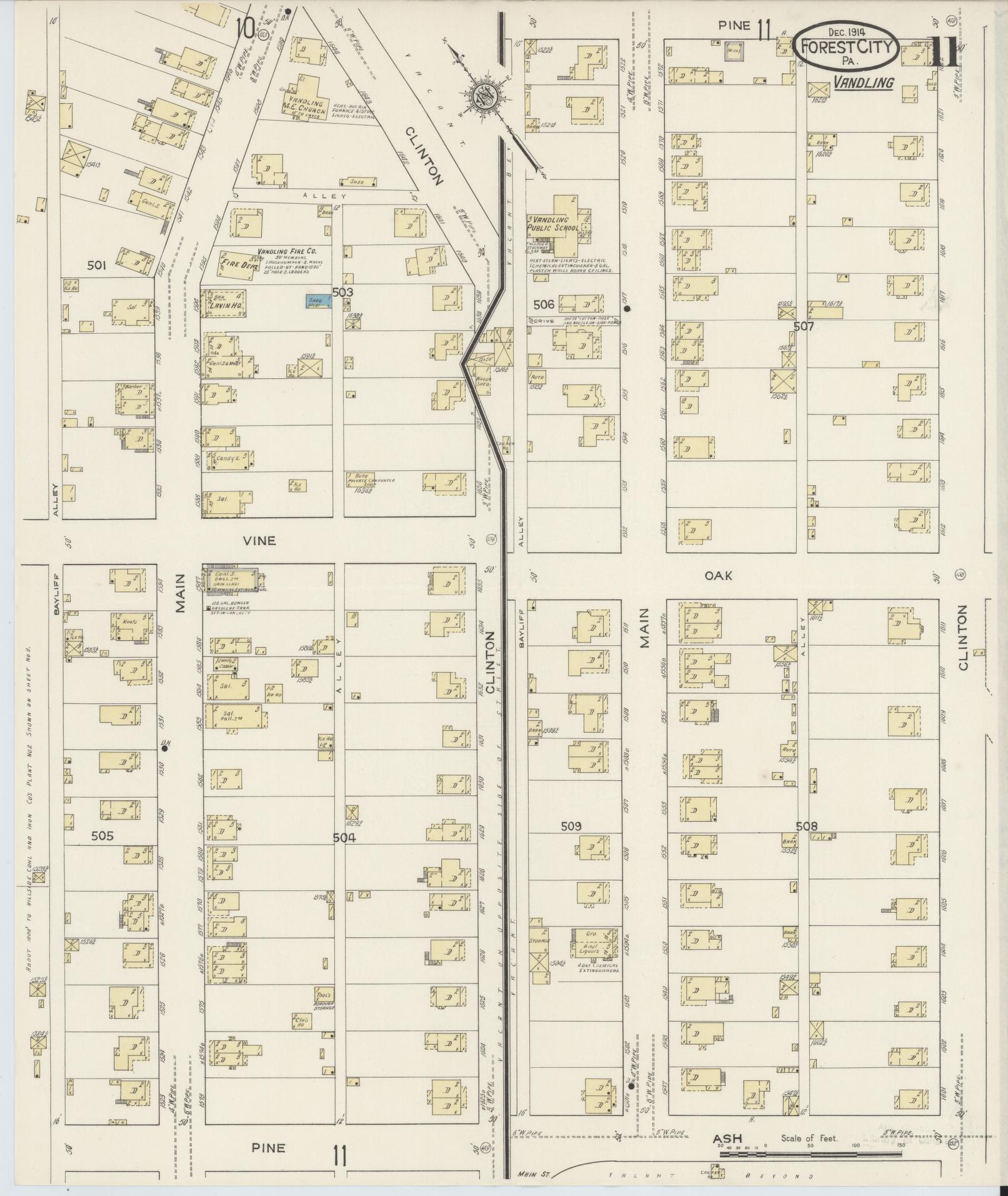Sanborn Fire Insurance Map from Forest City, Susquehanna County, Pennsylvania (1914), Sheet #0011 - Historic Sanborn Fire Insurance Map Print, vintage old map wall art, antique decor, genealogy gift, Pennsylvania Pennsylvania map