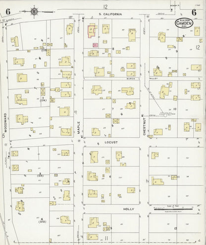 Sanborn Fire Insurance Map from Camden, Ouachita County, Arkansas (1924), Sheet #0006 - Complete Map Set gallery image, historic Sanborn map, vintage wall art, Arkansas Arkansas