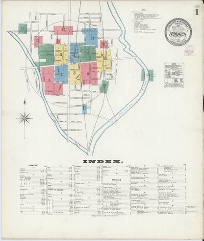 Sanborn Fire Insurance Map from Norwich, Chenango County, New York (1903), Sheet #0001 - Complete Map Set gallery image, historic Sanborn map, vintage wall art, New York New York
