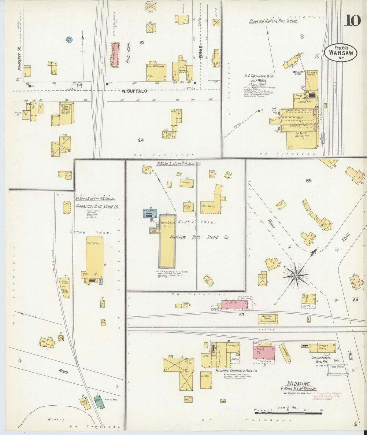 Sanborn Fire Insurance Map from Warsaw, Wyoming County, New York (1903), Sheet #0010 - Historic Sanborn Fire Insurance Map Print, vintage old map wall art, antique decor, genealogy gift, Warsaw Wyoming map