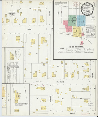 Sanborn Fire Insurance Map from Tupelo, Lee County, Mississippi (1899), Sheet #0001 - Complete Map Set gallery image, historic Sanborn map, vintage wall art, Mississippi Mississippi