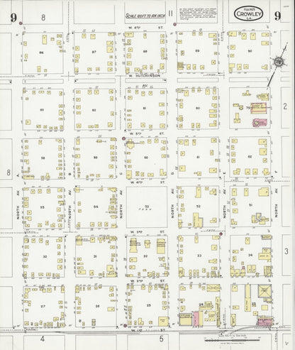 Sanborn Fire Insurance Map from Crowley, Acadia Parish, Louisiana (1925), Sheet #0009 - Complete Map Set gallery image, historic Sanborn map, vintage wall art, Louisiana Louisiana