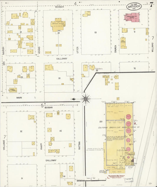 Sanborn Fire Insurance Map from Antioch, Contra Costa County, California (1908), Sheet #0007 - Historic Sanborn Fire Insurance Map Print, vintage old map wall art, antique decor, genealogy gift, California California map