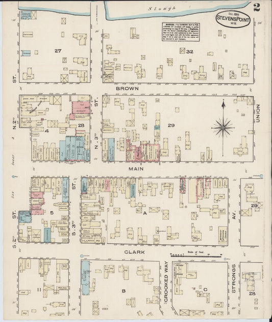 Sanborn Fire Insurance Map from Stevens Point, Portage County, Wisconsin (1884), Sheet #0002 - Historic Sanborn Fire Insurance Map Print, vintage old map wall art, antique decor, genealogy gift, Wisconsin Wisconsin map