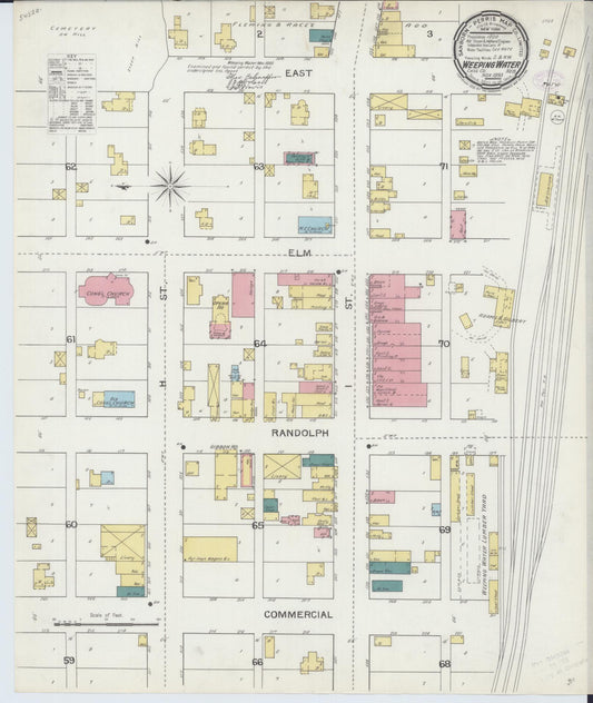 Sanborn Fire Insurance Map from Weeping Water, Cass County, Nebraska (1893), Sheet #0001 - Historic Sanborn Fire Insurance Map Print, vintage old map wall art, antique decor, genealogy gift, Nebraska Nebraska map