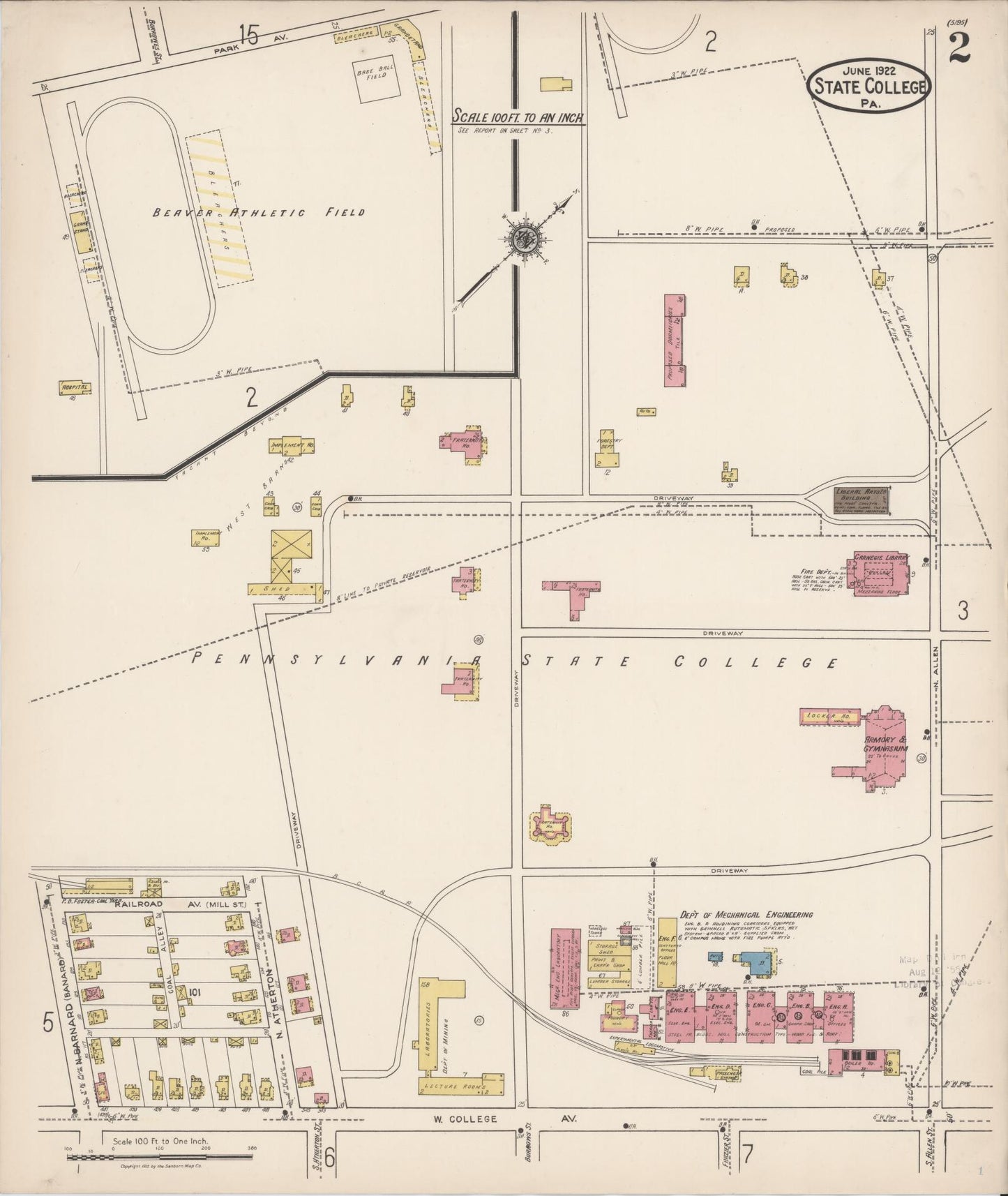 Sanborn Fire Insurance Map from State College, Centre County, Pennsylvania (1922), Sheet #0002 - Complete Map Set gallery image, historic Sanborn map, vintage wall art, Pennsylvania Pennsylvania