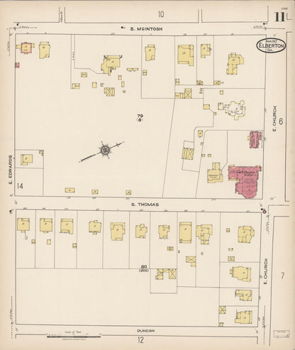 Sanborn Fire Insurance Map from Elberton, Elbert County, Georgia (1922), Sheet #0011 - Complete Map Set gallery image, historic Sanborn map, vintage wall art, Georgia Georgia