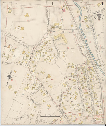 Sanborn Fire Insurance Map from Ross, Marin County, California (1942), Sheet #0004 - Complete Map Set gallery image, historic Sanborn map, vintage wall art, California California