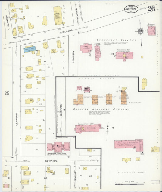 Sanborn Fire Insurance Map from Alton, Madison County, Illinois (1915), Sheet #0026 - Historic Sanborn Fire Insurance Map Print, vintage old map wall art, antique decor, genealogy gift, Illinois Illinois map