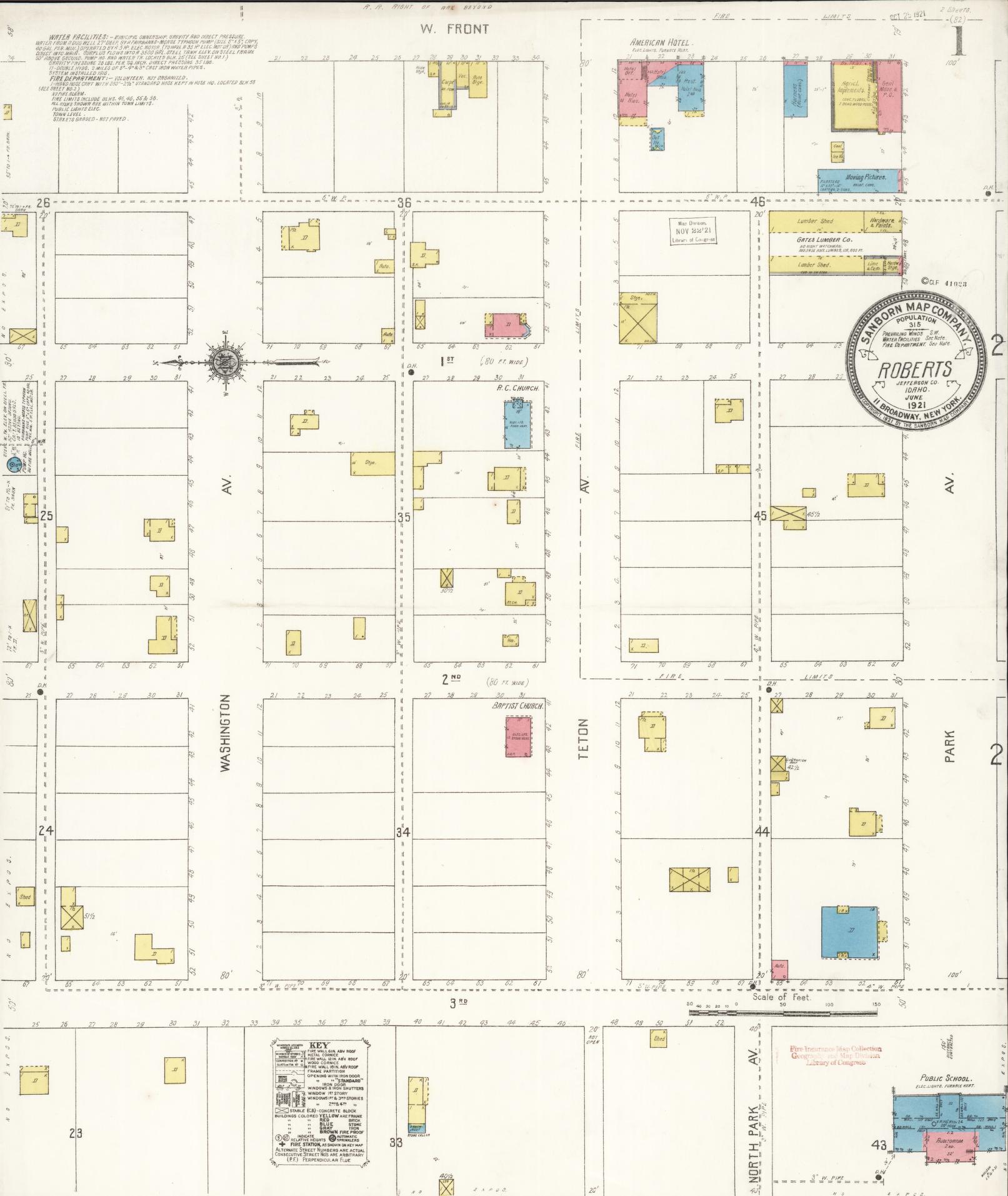 Sanborn Fire Insurance Map from Roberts, Jefferson County, Idaho (1921), Sheet #0001 - Complete Map Set gallery image, historic Sanborn map, vintage wall art, Idaho Idaho