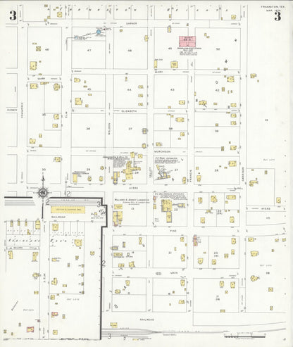 Sanborn Fire Insurance Map from Frankston, Anderson County, Texas (1939), Sheet #0003 - Historic Sanborn Fire Insurance Map Print, vintage old map wall art, antique decor, genealogy gift, Texas Texas map