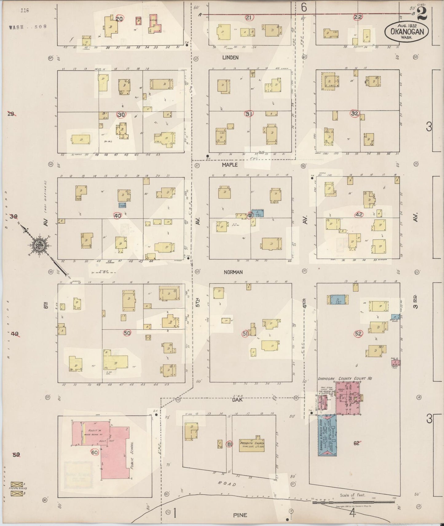 Sanborn Fire Insurance Map from Okanogan, Okanogan County, Washington (1945), Sheet #0002 - Complete Map Set gallery image, historic Sanborn map, vintage wall art, Washington Washington