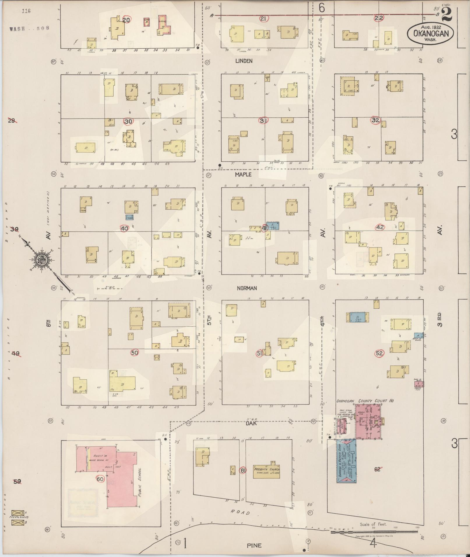 Sanborn Fire Insurance Map from Okanogan, Okanogan County, Washington (1945), Sheet #0002 - Complete Map Set gallery image, historic Sanborn map, vintage wall art, Washington Washington