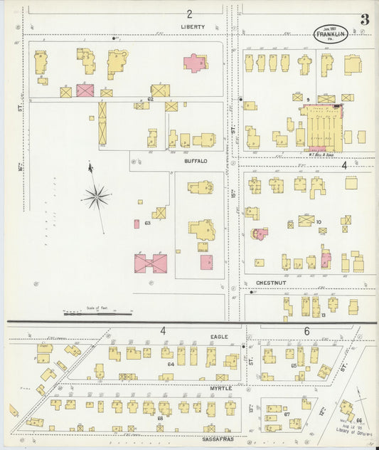 Sanborn Fire Insurance Map from Franklin, Venango County, Pennsylvania (1901), Sheet #0003 - Historic Sanborn Fire Insurance Map Print, vintage old map wall art, antique decor, genealogy gift, Pennsylvania Pennsylvania map