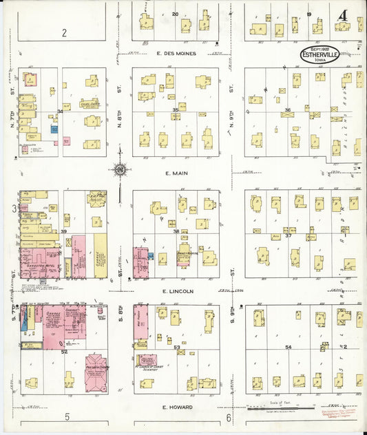 Sanborn Fire Insurance Map from Estherville, Emmet County, Iowa (1920), Sheet #0004 - Historic Sanborn Fire Insurance Map Print, vintage old map wall art