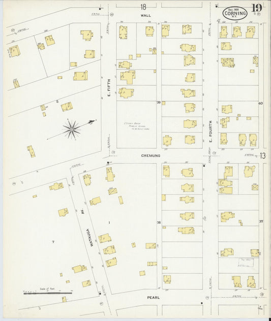 Sanborn Fire Insurance Map from Corning, Steuben County, New York (1908), Sheet #0019 - Historic Sanborn Fire Insurance Map Print, vintage old map wall art, antique decor, genealogy gift, New York New York map