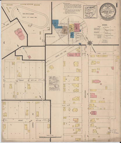 Sanborn Fire Insurance Map from Grove City, Franklin County, Ohio (1922), Sheet #0001 - Historic Sanborn Fire Insurance Map Print, vintage old map wall art, antique decor, genealogy gift, Ohio Ohio map