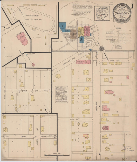 Sanborn Fire Insurance Map from Grove City, Franklin County, Ohio (1922), Sheet #0001 - Historic Sanborn Fire Insurance Map Print, vintage old map wall art, antique decor, genealogy gift, Ohio Ohio map