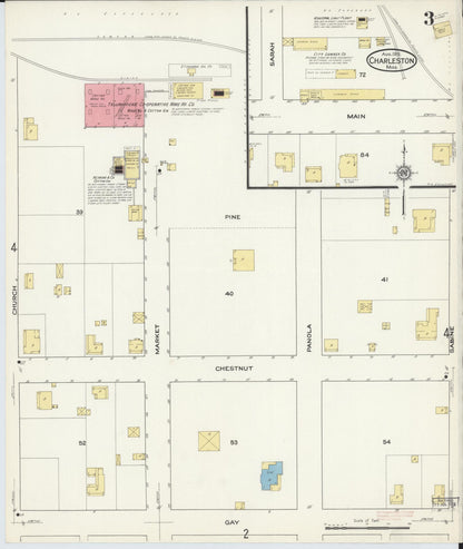 Sanborn Fire Insurance Map from Charleston, Tallahatchie County, Mississippi (1915), Sheet #0003 - Complete Map Set gallery image, historic Sanborn map, vintage wall art, Mississippi Mississippi