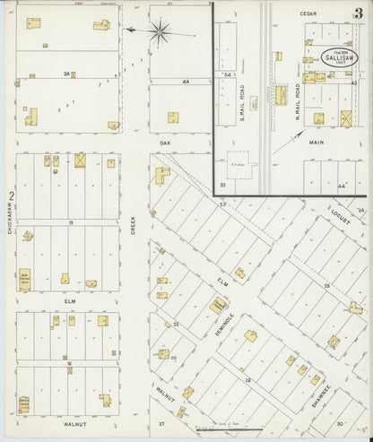 Sanborn Fire Insurance Map from Sallisaw, Sequoyah County, Oklahoma (1899), Sheet #0003 - Complete Map Set gallery image, historic Sanborn map, vintage wall art, Oklahoma Oklahoma
