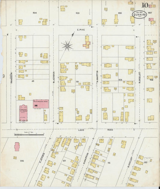 Sanborn Fire Insurance Map from Dunkirk, Chautauqua County, New York (1904), Sheet #0010 - Historic Sanborn Fire Insurance Map Print, vintage old map wall art, antique decor, genealogy gift, New York New York map