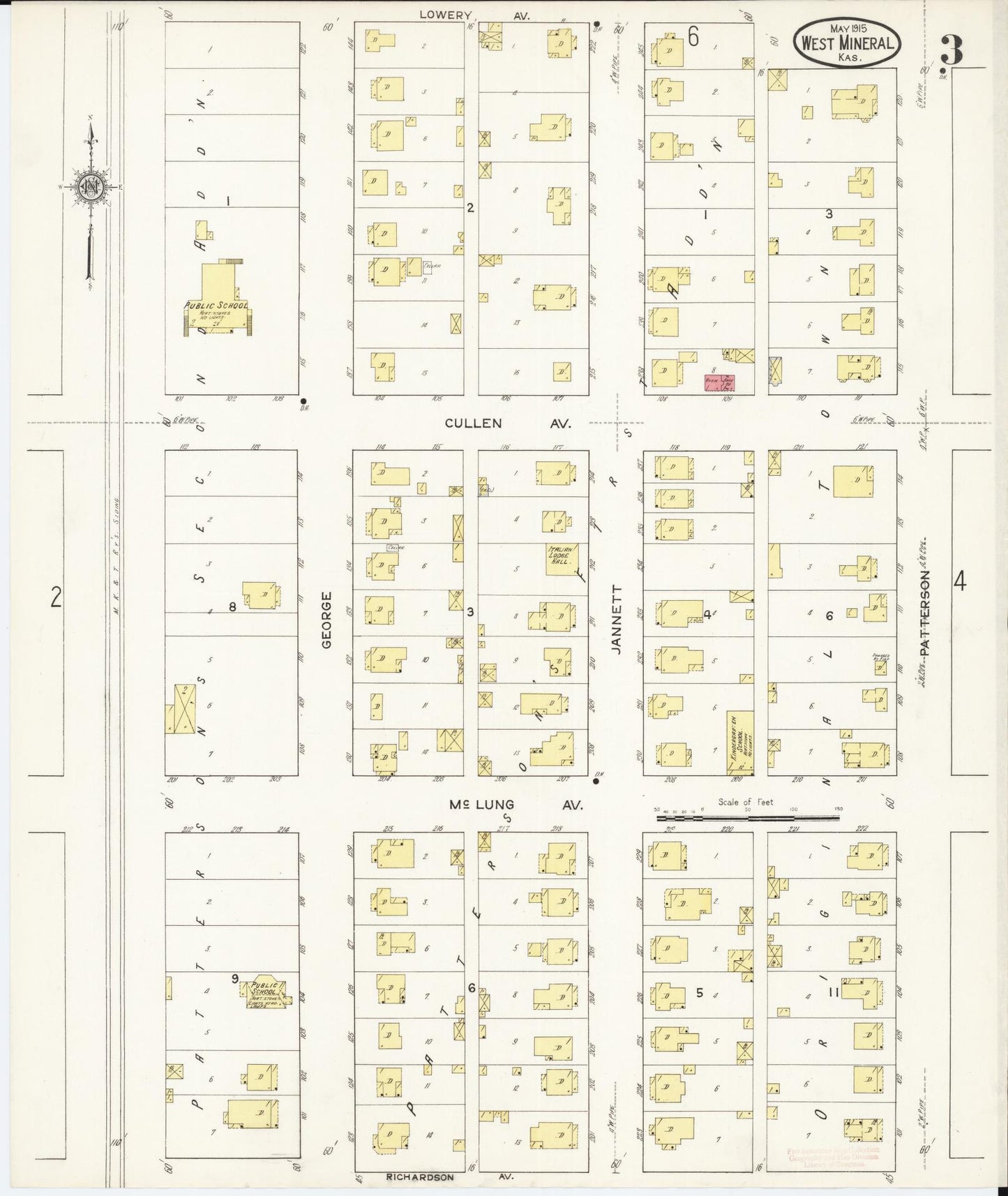 Sanborn Fire Insurance Map from West Mineral, Cherokee County, Kansas (1915), Sheet #0003 - Complete Map Set gallery image, historic Sanborn map, vintage wall art, Kansas Kansas