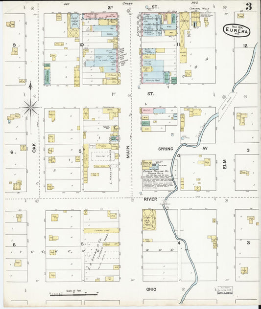 Sanborn Fire Insurance Map from Eureka, Greenwood County, Kansas (1890), Sheet #0003 - Historic Sanborn Fire Insurance Map Print, vintage old map wall art, antique decor, genealogy gift, Kansas Kansas map