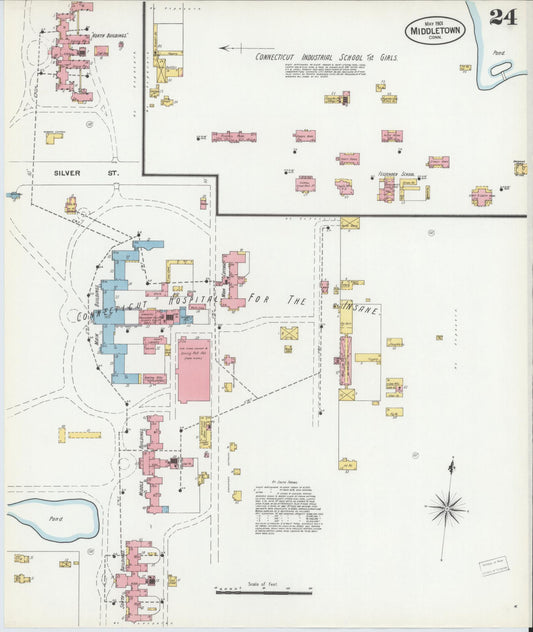 Sanborn Fire Insurance Map from Middletown, Middlesex County, Connecticut (1901), Sheet #0024 - Historic Sanborn Fire Insurance Map Print, vintage old map wall art, antique decor, genealogy gift, Connecticut Connecticut map