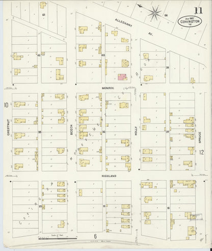 Sanborn Fire Insurance Map from Covington, Independent Cities, Virginia (1907), Sheet #0011 - Complete Map Set gallery image, historic Sanborn map, vintage wall art, Virginia Virginia
