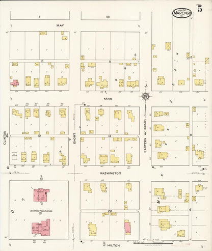 Sanborn Fire Insurance Map from Marengo, Iowa County, Iowa (1922), Sheet #0005 - Historic Sanborn Fire Insurance Map Print, vintage old map wall art