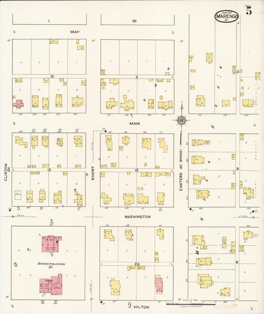 Sanborn Fire Insurance Map from Marengo, Iowa County, Iowa (1922), Sheet #0005 - Historic Sanborn Fire Insurance Map Print, vintage old map wall art