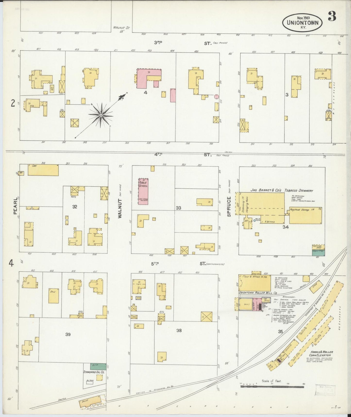 Sanborn Fire Insurance Map from Uniontown, Union County, Kentucky (1903), Sheet #0003 - Complete Map Set gallery image, historic Sanborn map, vintage wall art, Kentucky Kentucky