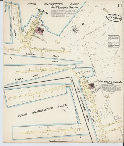 Sanborn Fire Insurance Map from Ludington, Mason County, Michigan (1883), Sheet #0011 - Historic Sanborn Fire Insurance Map Print, vintage old map wall art, antique decor, genealogy gift, Michigan Michigan map