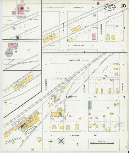 Sanborn Fire Insurance Map from El Reno, Canadian County, Oklahoma (1904), Sheet #0016 - Complete Map Set gallery image, historic Sanborn map, vintage wall art, Oklahoma Oklahoma
