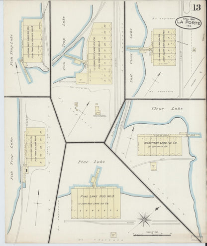 Sanborn Fire Insurance Map from La Porte, La Porte County, Indiana (1886), Sheet #0013 - Historic Sanborn Fire Insurance Map Print, vintage old map wall art, antique decor, genealogy gift, Indiana Indiana map