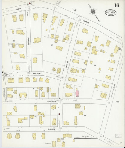 Sanborn Fire Insurance Map from Putnam, Windham County, Connecticut (1910), Sheet #0016 - Complete Map Set gallery image, historic Sanborn map, vintage wall art, Connecticut Connecticut