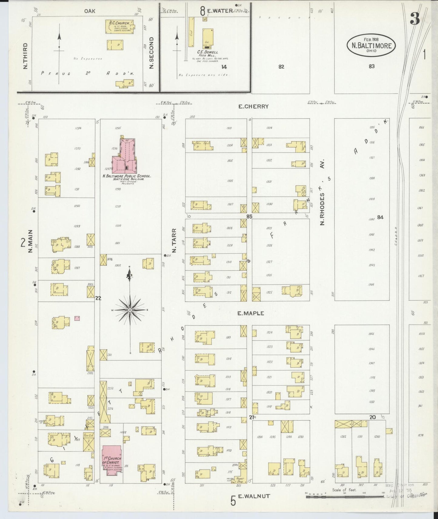 Sanborn Fire Insurance Map from North Baltimore, Wood County, Ohio (1908), Sheet #0003 - Historic Sanborn Fire Insurance Map Print, vintage old map wall art, antique decor, genealogy gift, Ohio Ohio map